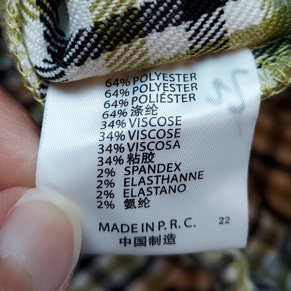 Brandy Melville Green Cream Black Plaid High Rise Straight Leg Pants - Picture 11 of 12